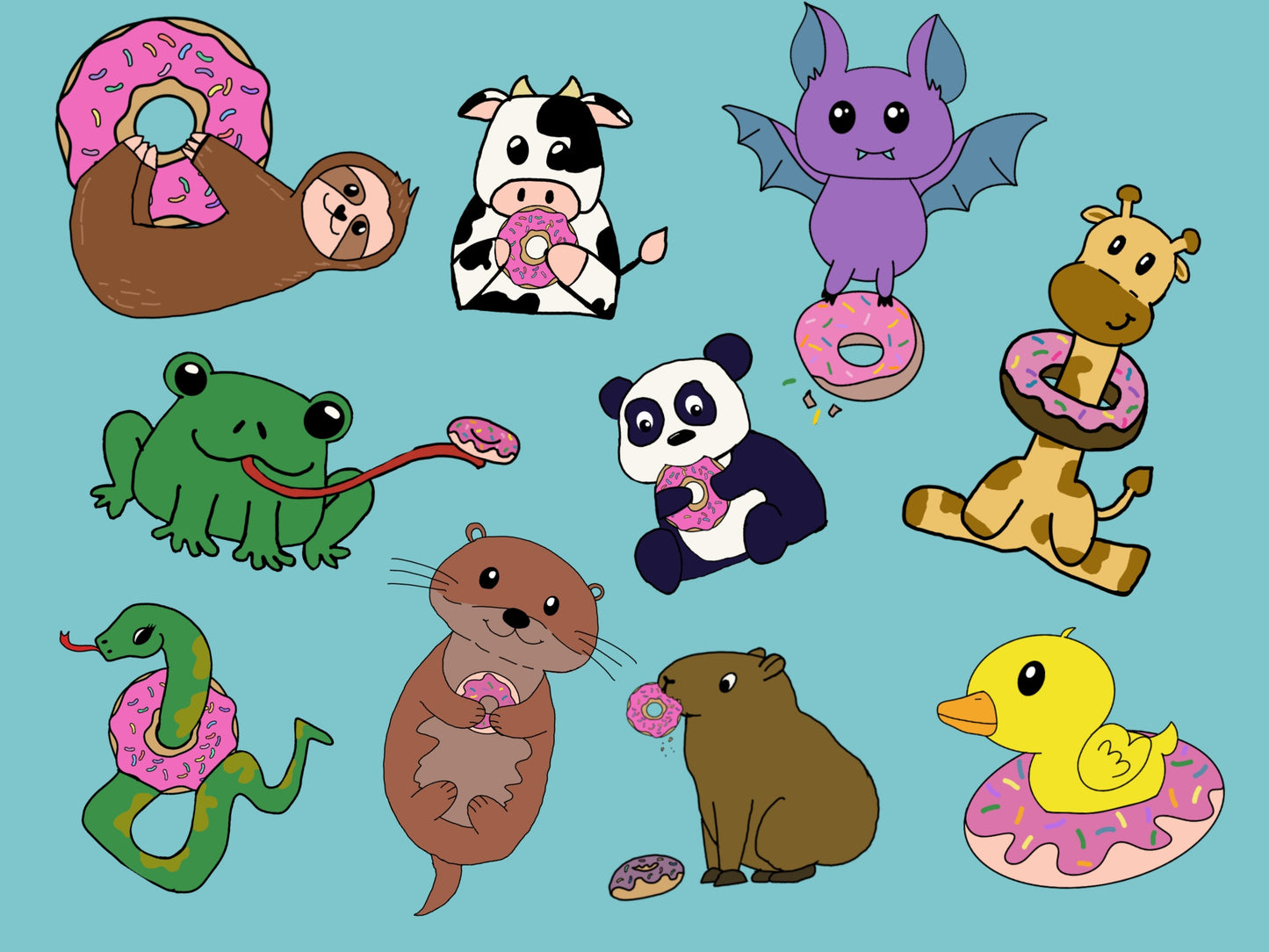 Dilly donut animal sticker sheet