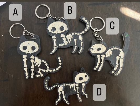 Skeleton kitty keychain