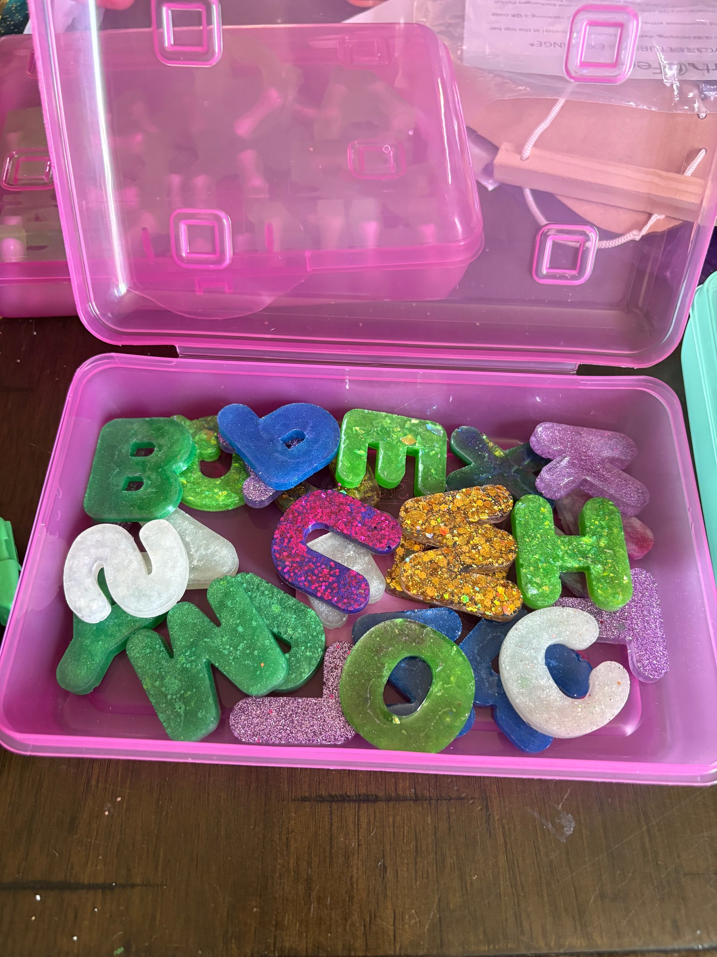 Sensory bin letters