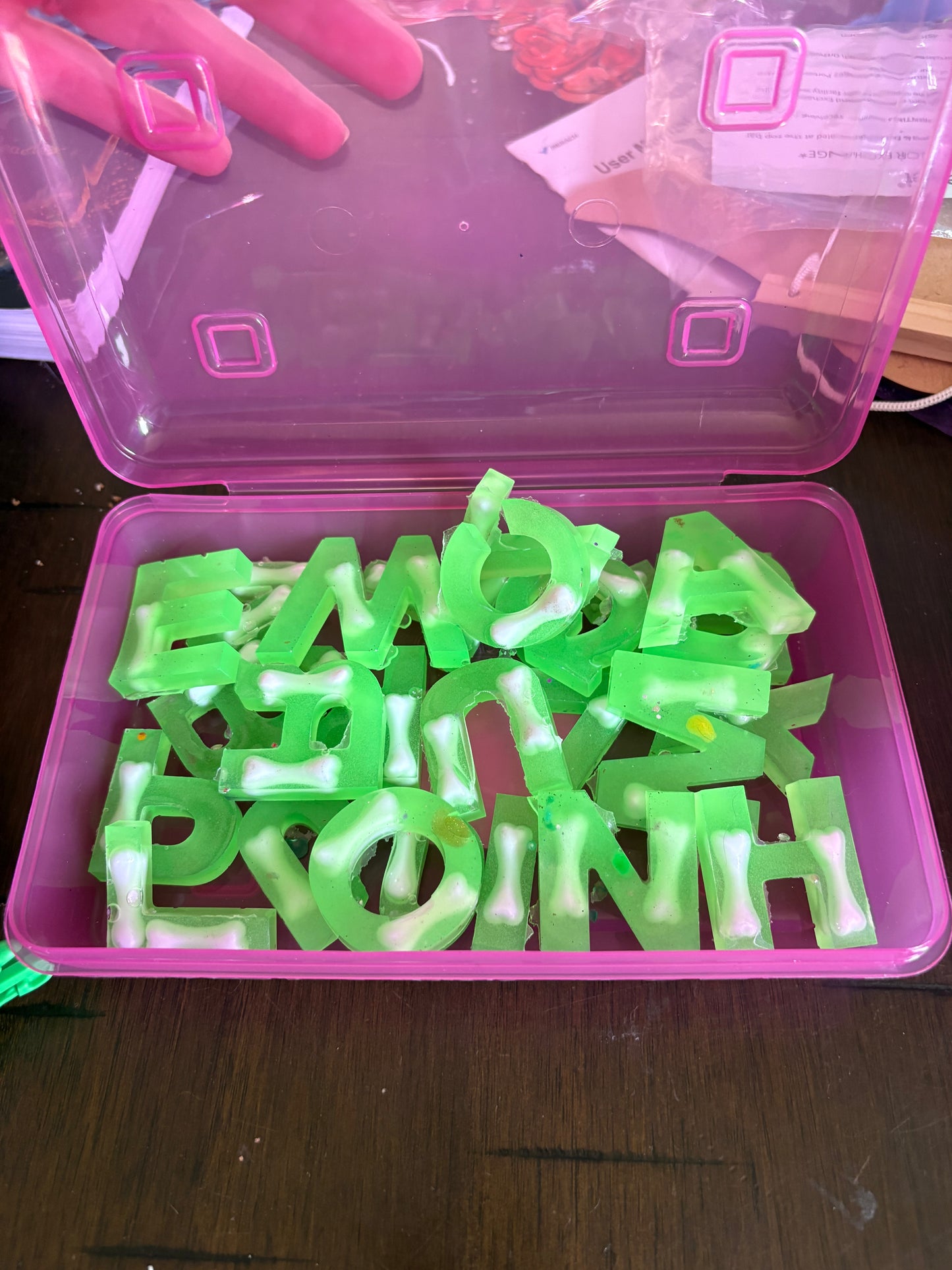 Sensory bin letters