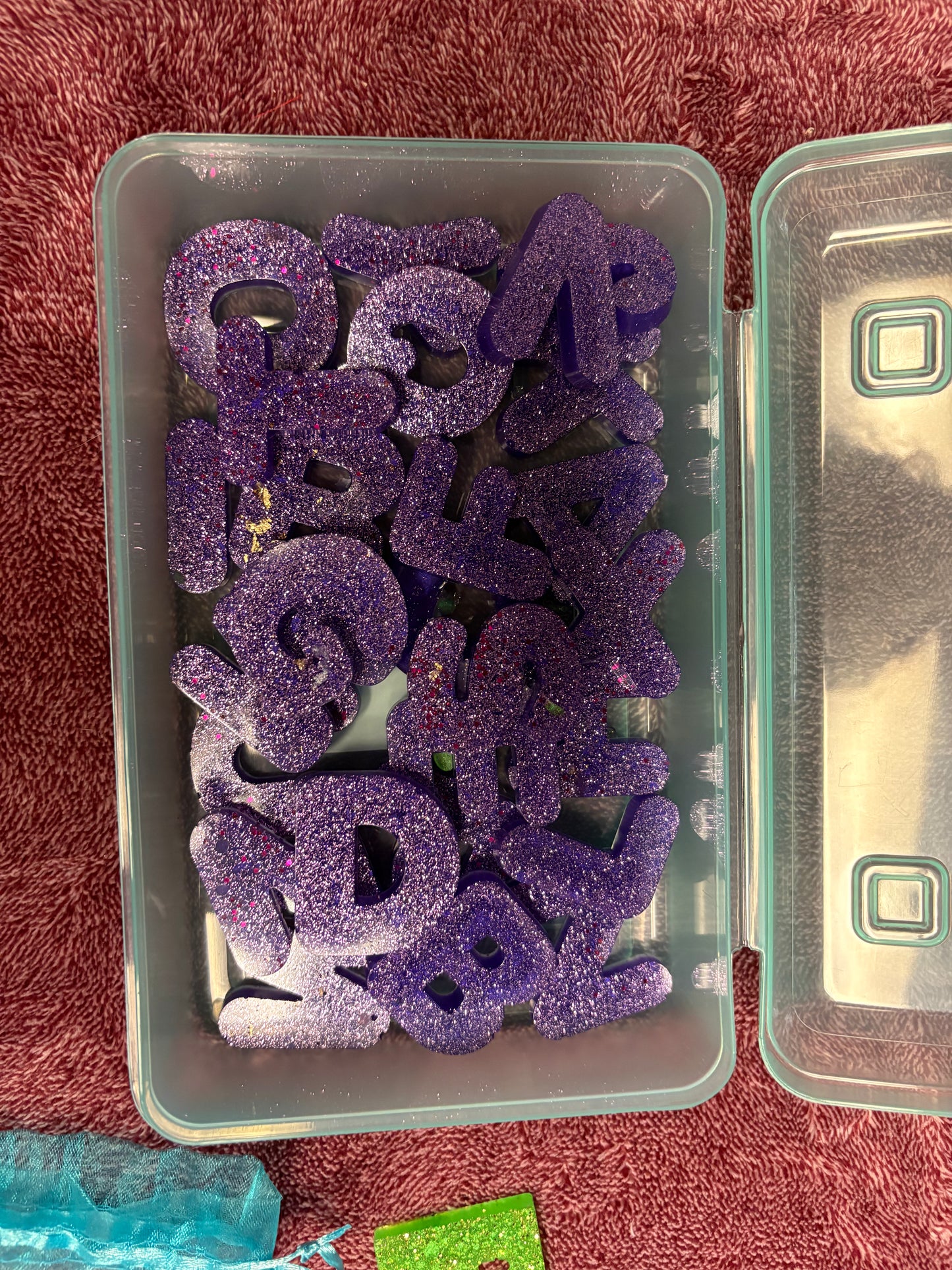 Sensory bin letters