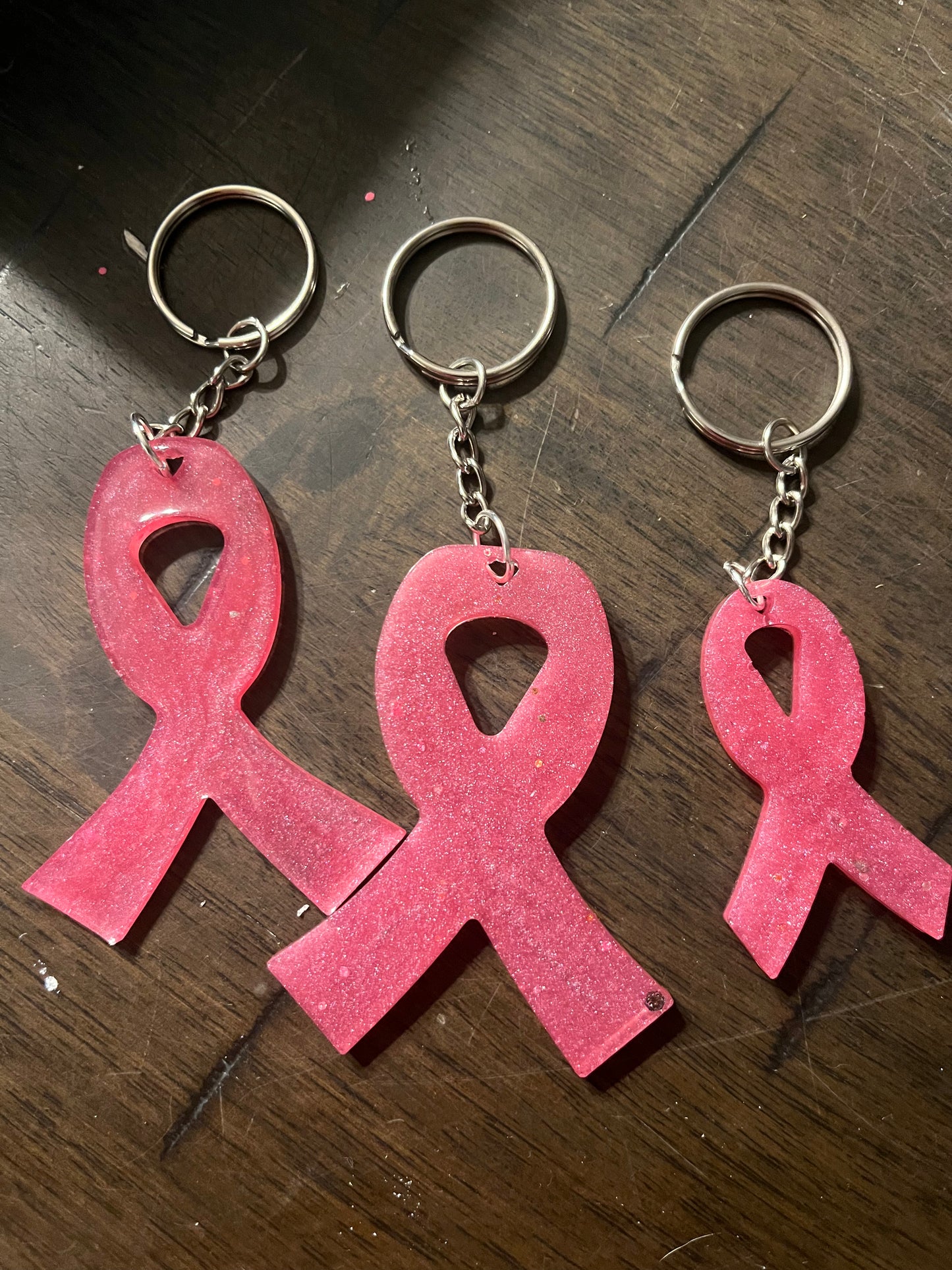 Breast cancer ribbon keychain