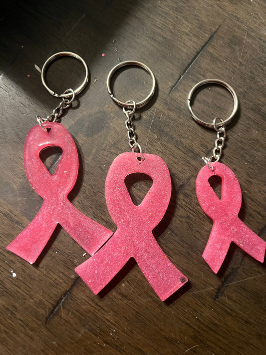 Breast cancer ribbon keychain